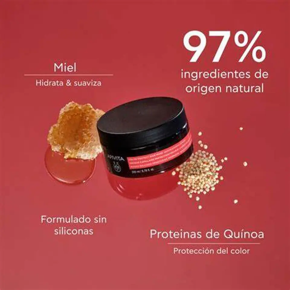 Mascarilla capilar Apivita 200 ml ¿Tu cabello teñido pierde brillo y vitalidad rápidamente? 2