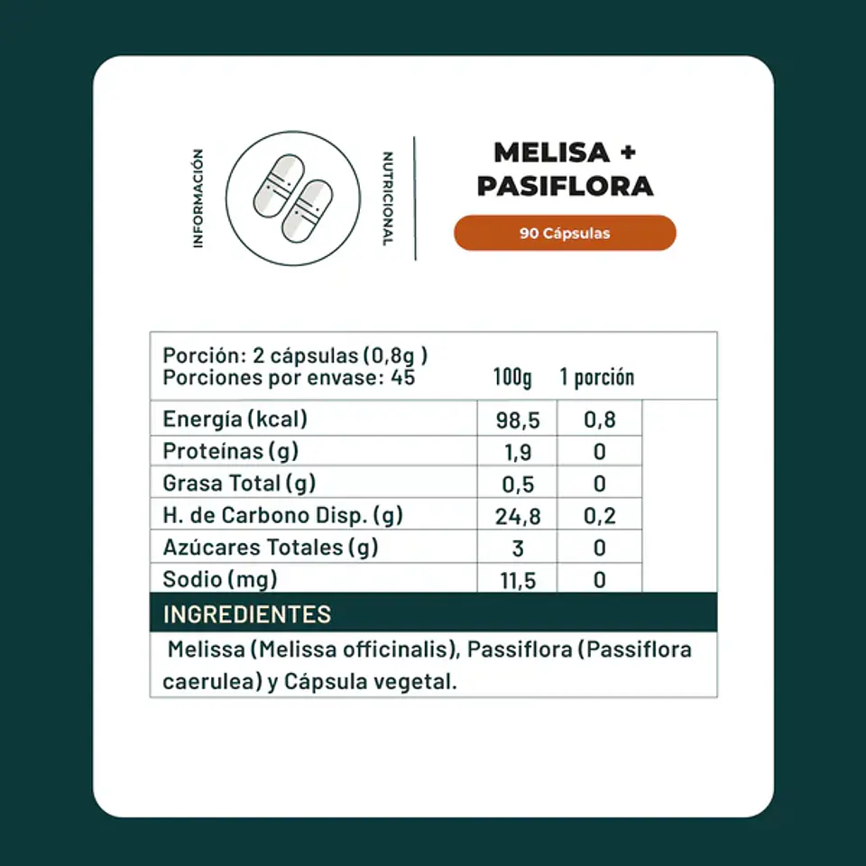 MELISA + PASIFLORA 550MG 90CAP KARUN 2
