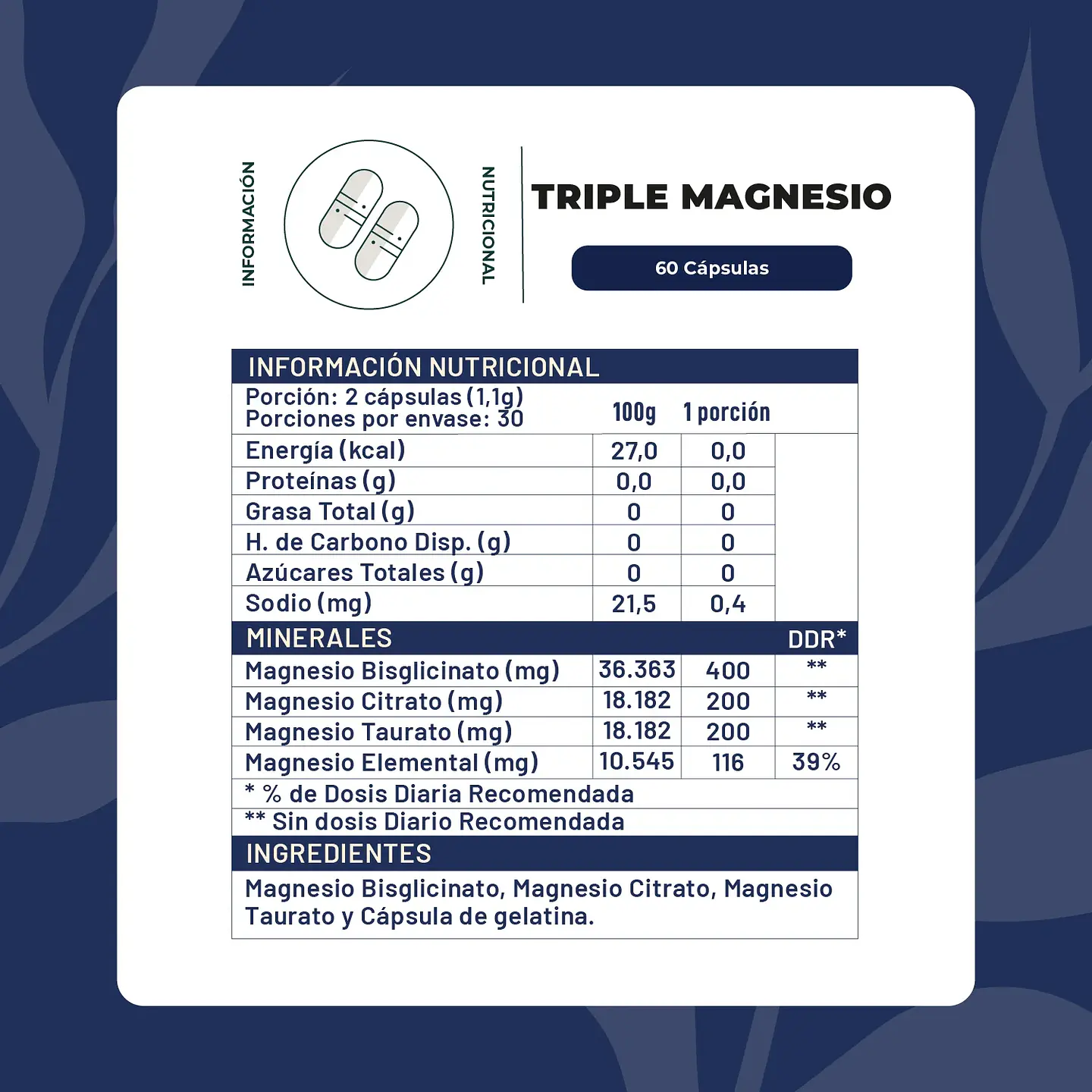 TRIPLE MAGNESIO 400MG 60 CÁPSULAS ¿Sientes tensión muscular, estrés diario o que tu descanso podría ser mejor apoyando tu alimentación con magnesio? 2
