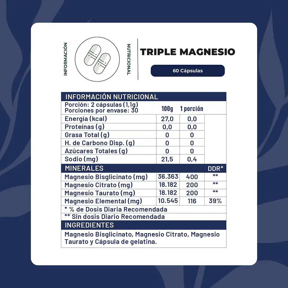 TRIPLE MAGNESIO 400MG 60 CÁPSULAS ¿Sientes tensión muscular, estrés diario o que tu descanso podría ser mejor apoyando tu alimentación con magnesio? 2