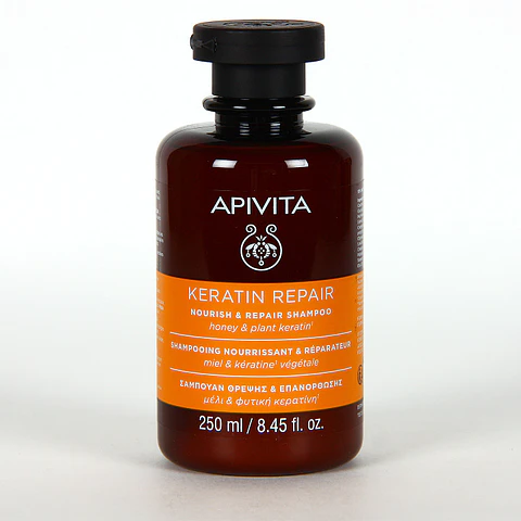 Shampoo Keratin Repair Apivita ¿Tu cabello está dañado, quebradizo o sin fuerza — pidiendo nutrición y reparación profunda?