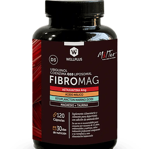 Fibromag Wellplus – Magnesio, Taurina, Coenzima Q10, Astaxantina y Vitamina D3 | Energía celular y bienestar muscular