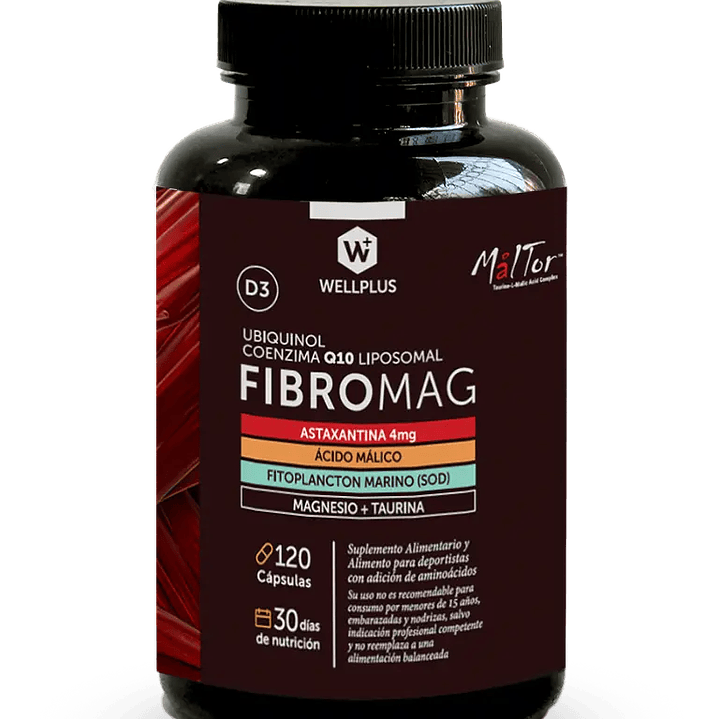 Fibromag Wellplus – Magnesio, Taurina, Coenzima Q10, Astaxantina y Vitamina D3 | Energía celular y bienestar muscular 1