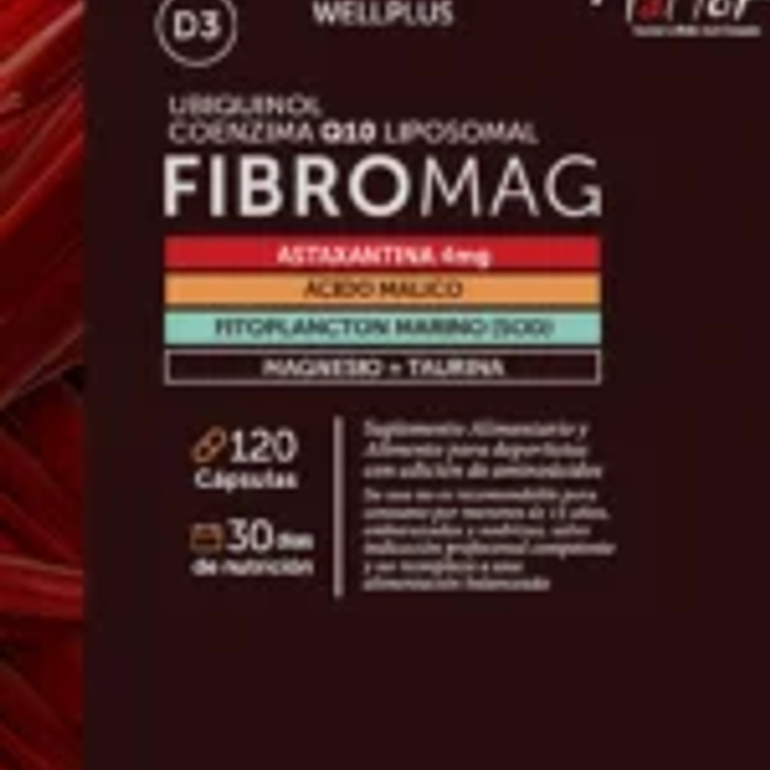 Fibromag Wellplus – Magnesio, Taurina, Coenzima Q10, Astaxantina y Vitamina D3 | Energía celular y bienestar muscular 3