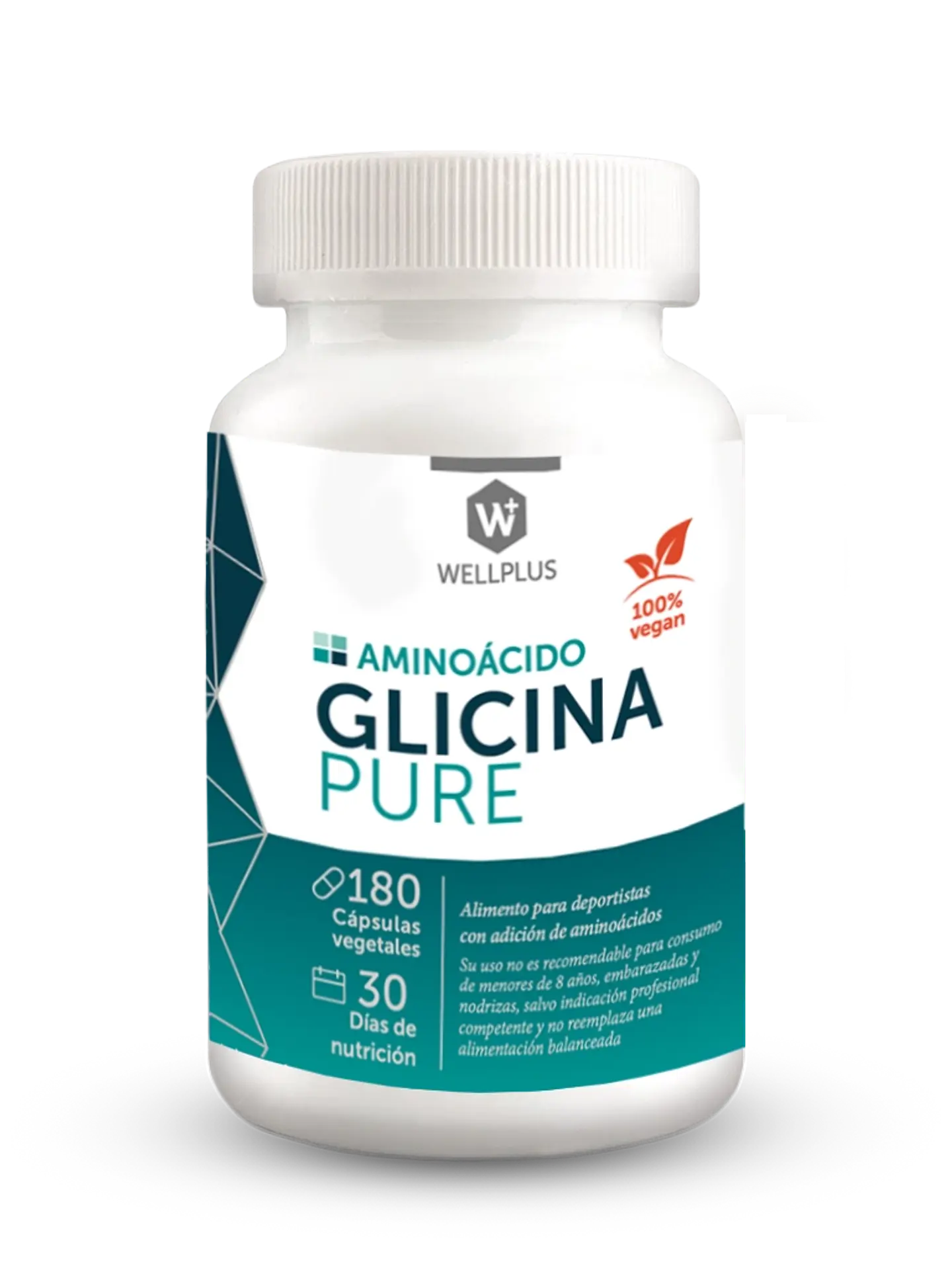 Glicina Pure Wellplus – Aminoácido Funcional para Sueño, Piel y Sistema Nervioso (180 cápsulas) 1