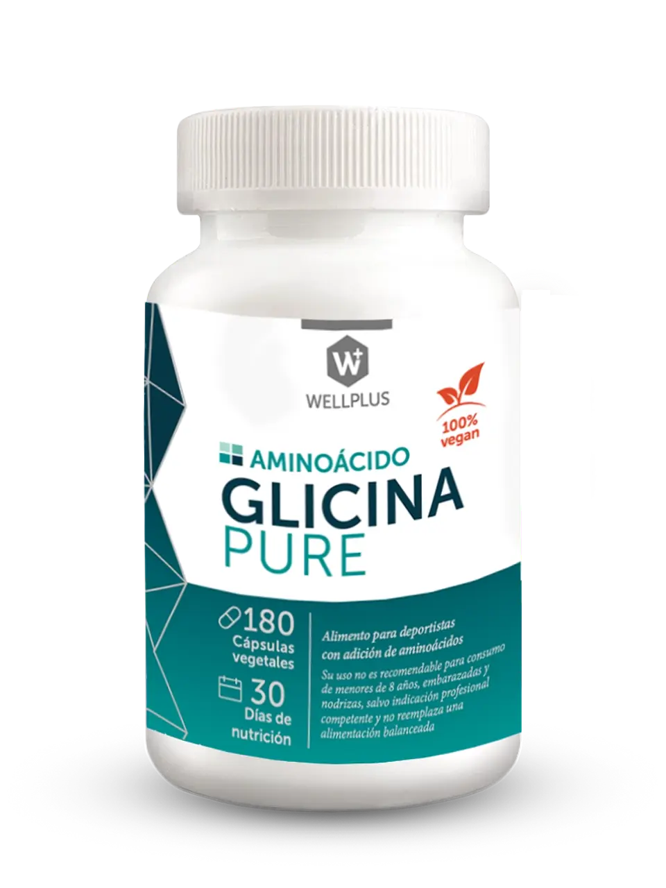 Glicina Pure Wellplus – Aminoácido Funcional para Sueño, Piel y Sistema Nervioso (180 cápsulas) 1
