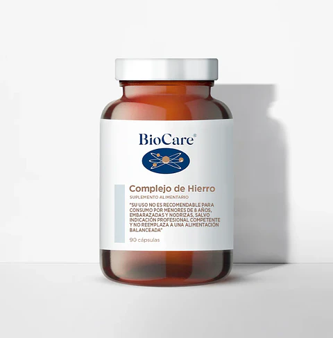 Complejo de Hierro Biocare – Hierro con Vitamina C para Energía y Metabolismo 90 Cápsulas
