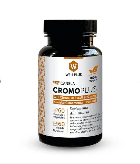Cromo Plus Wellplus – Picolinato de Cromo Liposomal con Canela | 60 Cápsulas