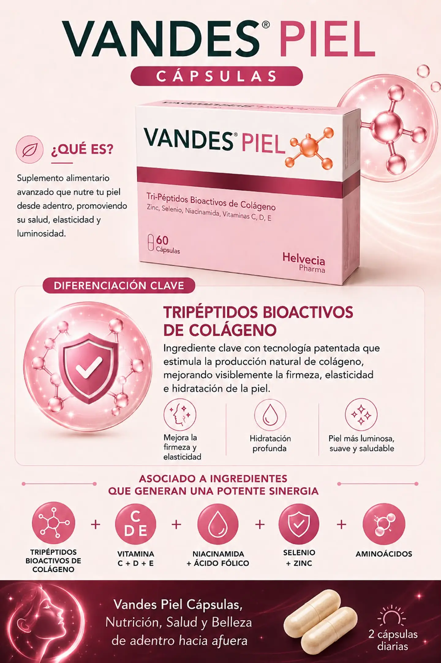 Vandes Piel Alpes Laboratories | Colágeno Verisol® para piel, cabello y uñas 60 cápsulas 3