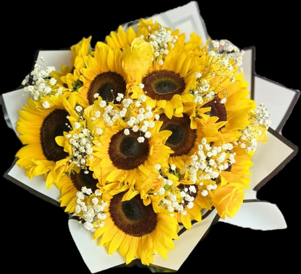 Bouquet De 8 Girasoles Con 6 Rosas Amarillas 1