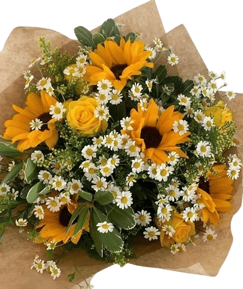 Bouquet De Girasoles Con Rosas