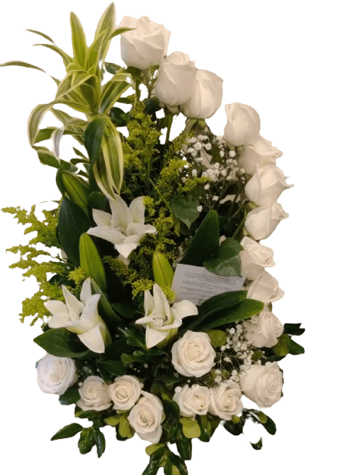 Arreglo Floral De Lirios Y Rosas Blancas