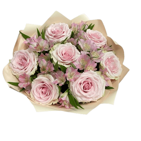 Bouquet De Rosas Rosadas Y Astromelias