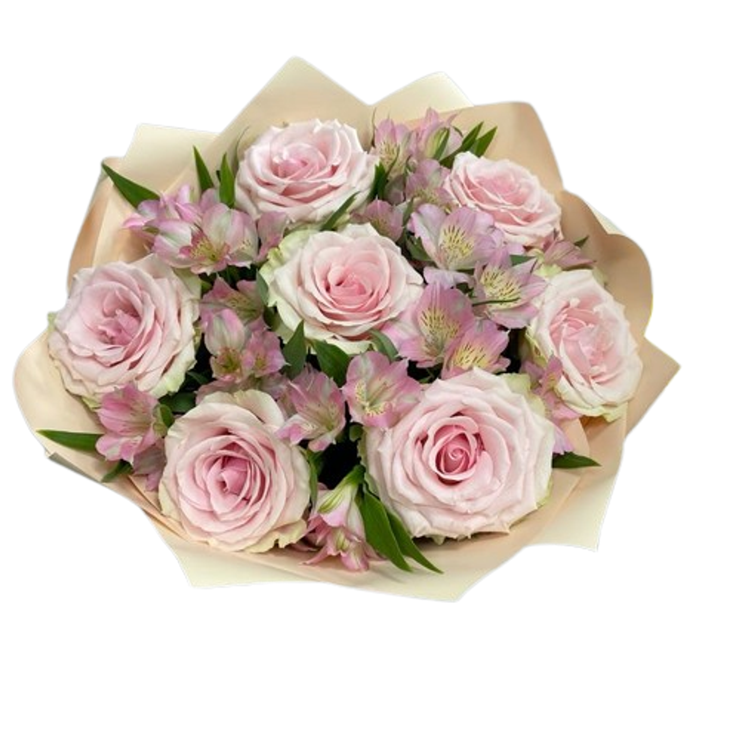 Bouquet De Rosas Rosadas Y Astromelias 1