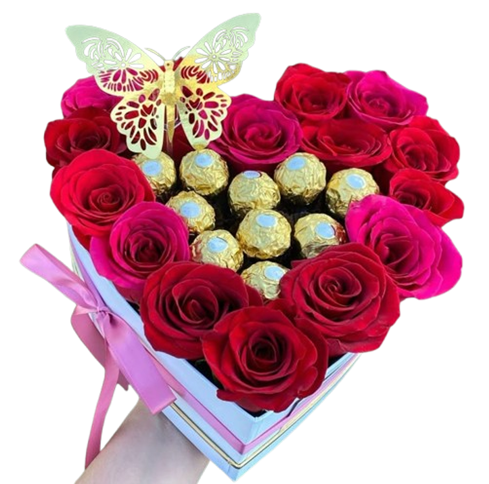 Caja De 15 Rosas Rojas Con 10 Chocolates 1