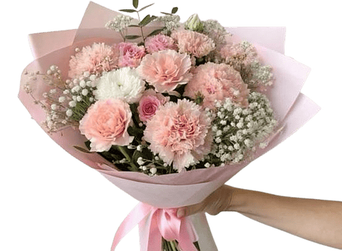 Bouquet De Rosas Rosadas Y Claveles