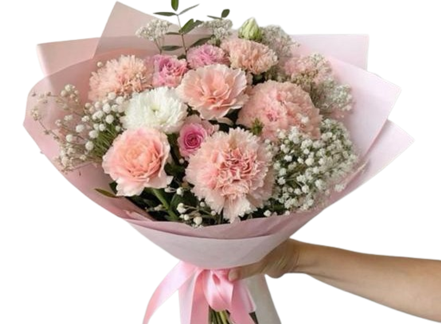 Bouquet De Rosas Rosadas Y Claveles 1