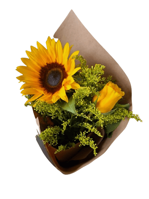 Solitario De Girasol Y Rosa Amarilla