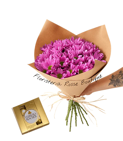 Bouquet de 20 Tallos de Maegarita Lila y Chocolate X4