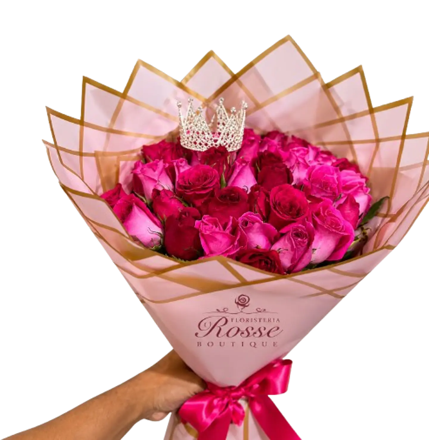 Bouquet de 30 Rosas Entre Fucsias y Rojas 1