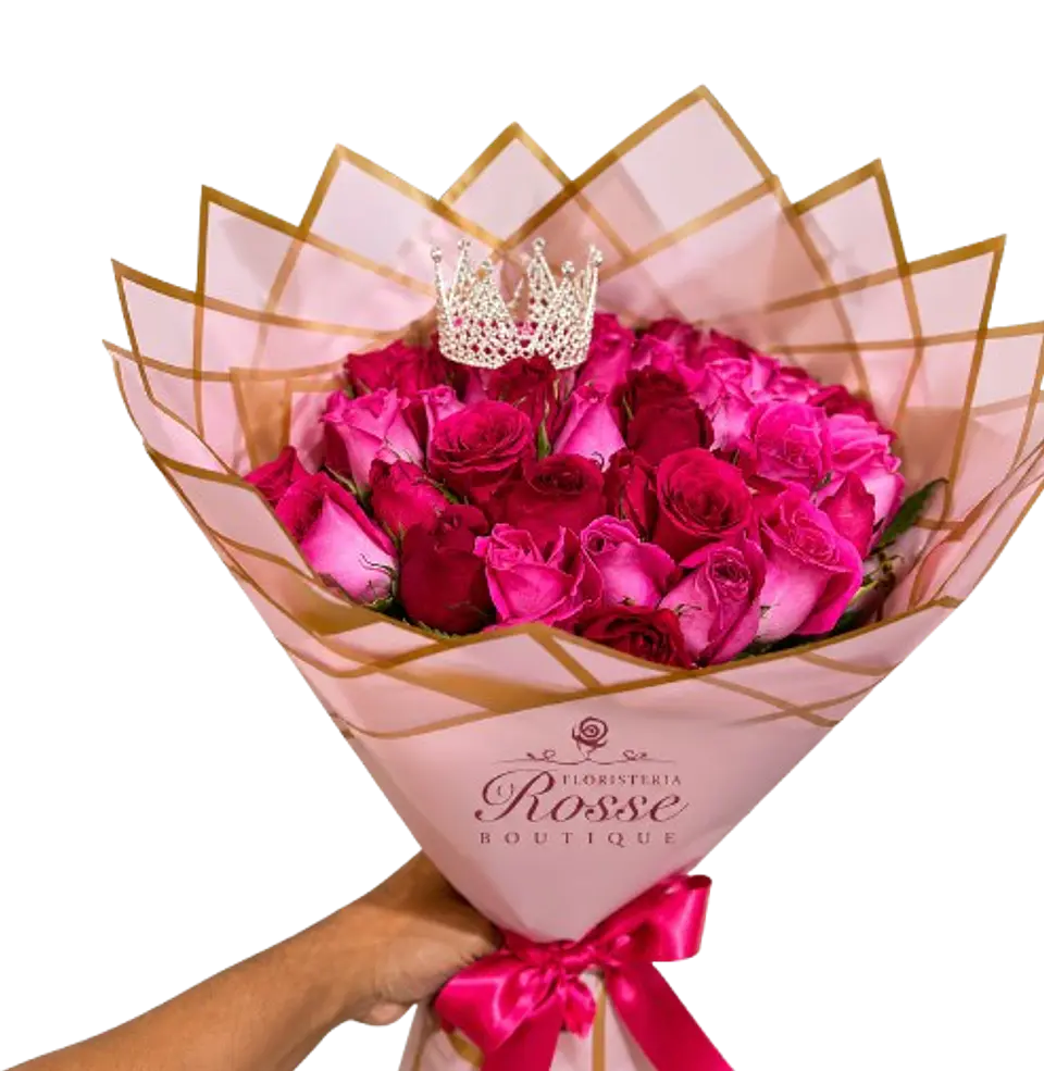 Bouquet de 30 Rosas Entre Fucsias y Rojas 1