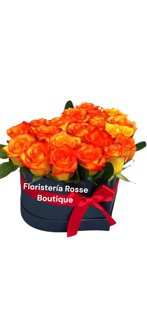 Caja Corazón 12 Rosas Naranjas