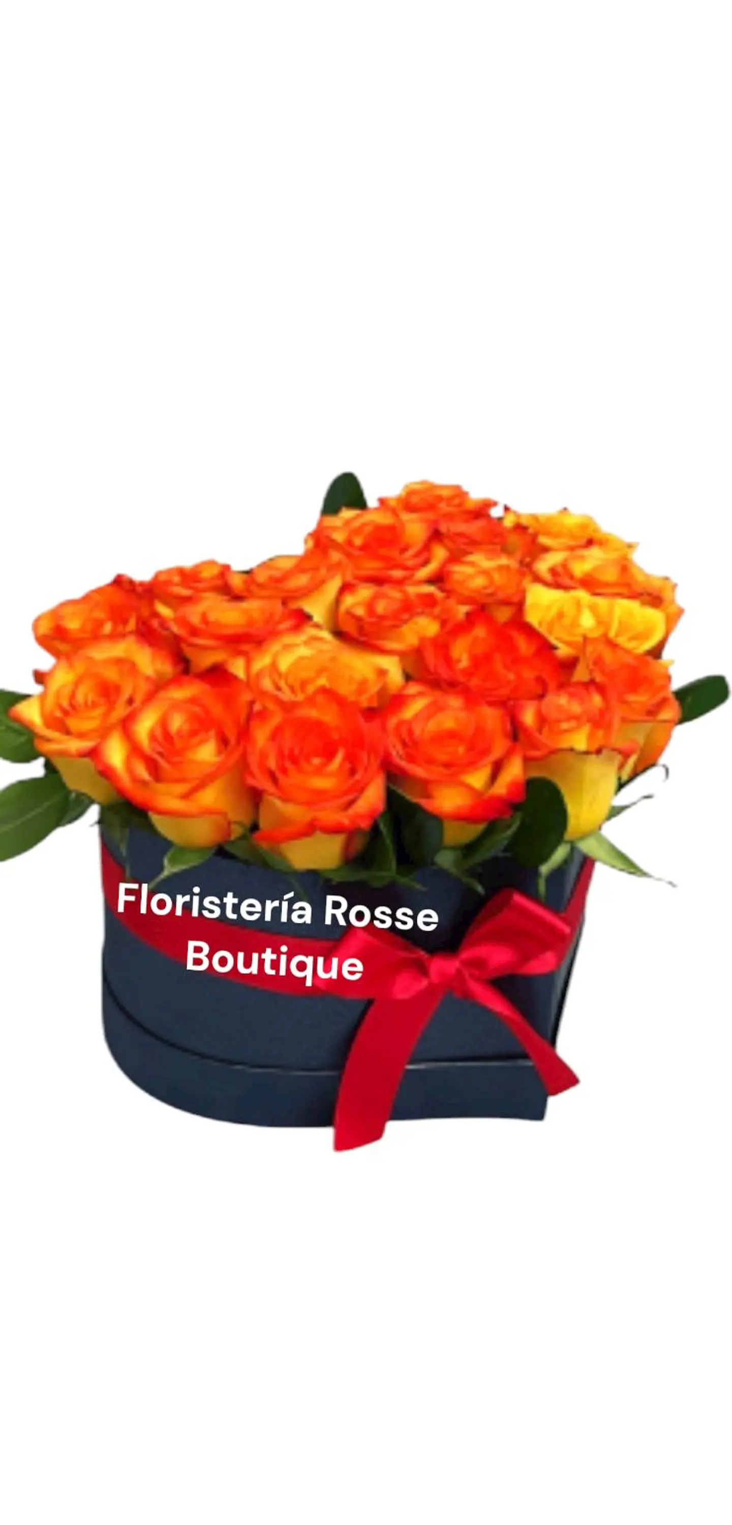 Caja Corazón 12 Rosas Naranjas 1