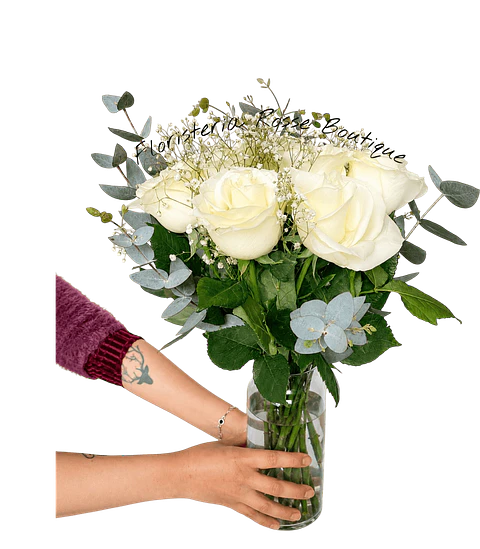 Jarrón de 12 Rosas Blancas