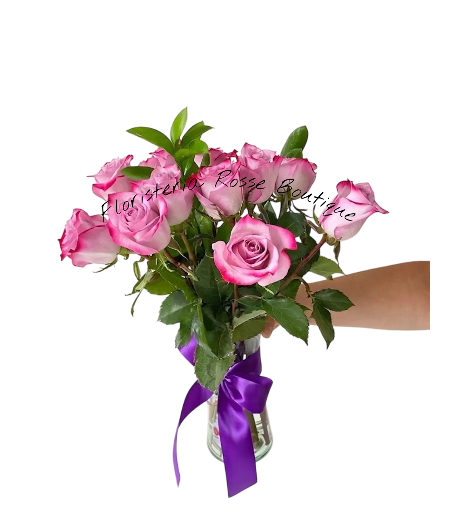 Jarrón de 12 Rosas Moradas 1