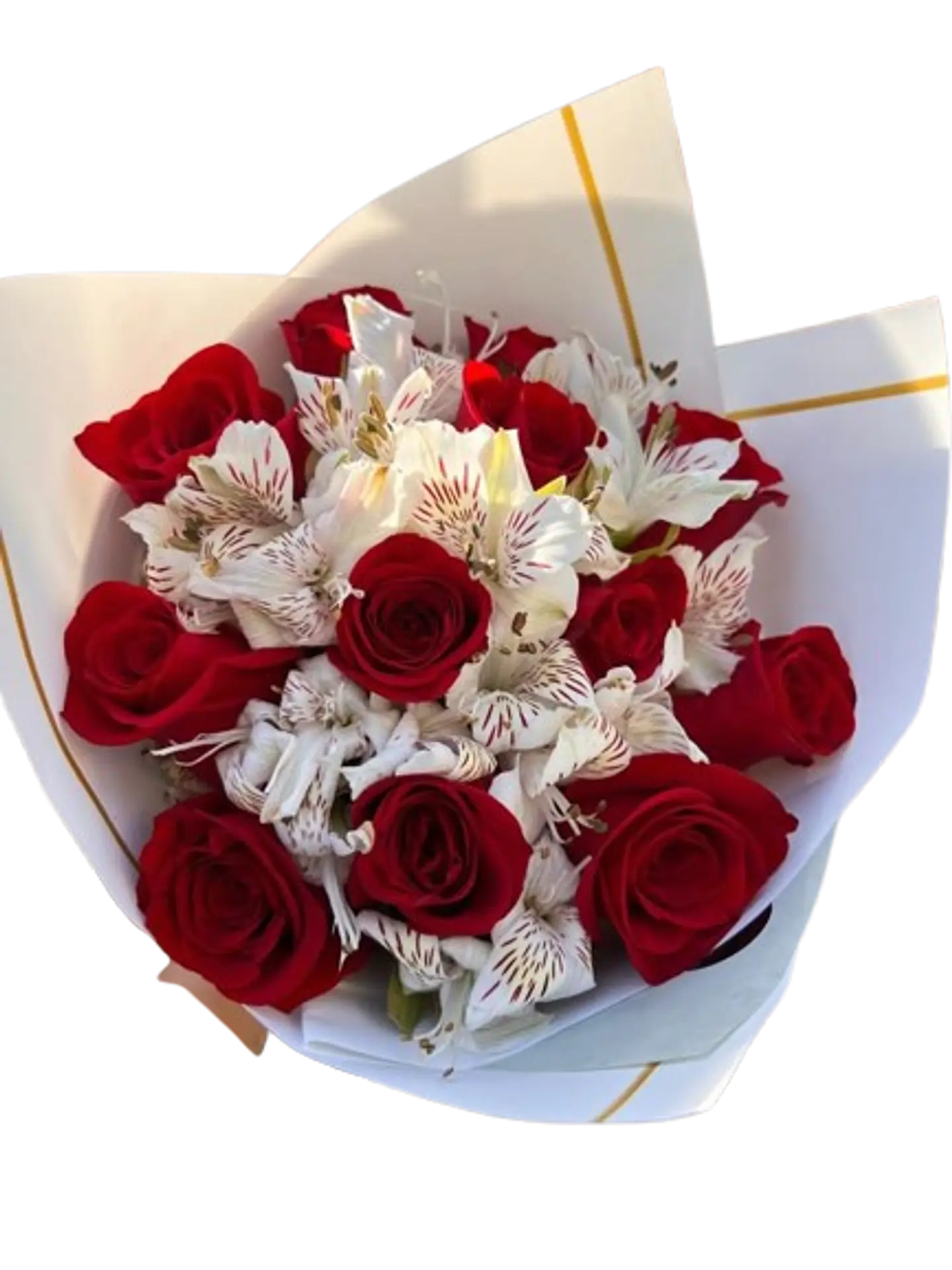 Bouquet de 12 Rosas Rojas y Astromelia 1