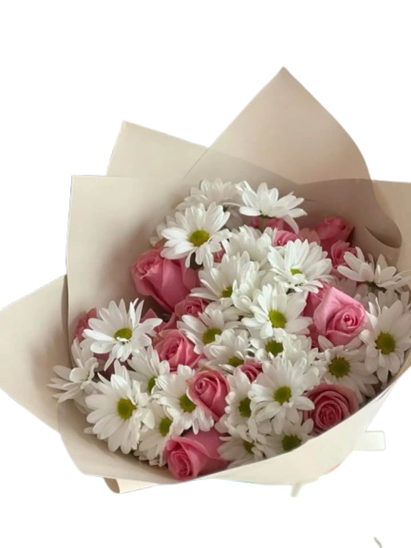 Bouquet de 12 Rosas Rosadas y Margaritas 1