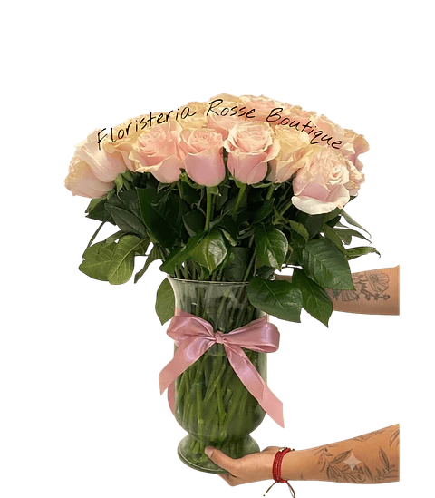 Jarrón de 50 Rosas Rosadas