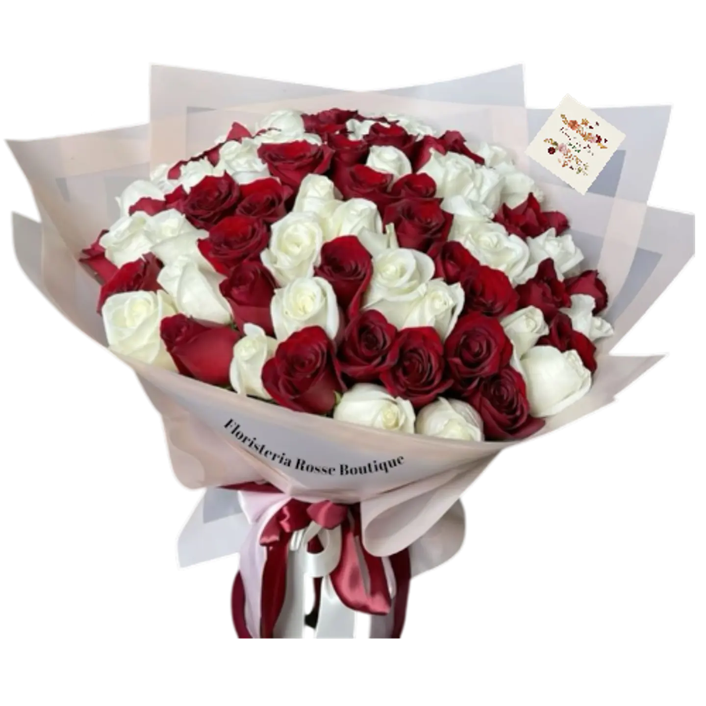 Bouquet de 50 Rosas Entre Roja y Blanca 1