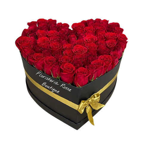 Corazón Negro de 50 Rosas Rojas