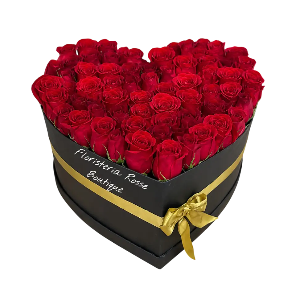 Corazón Negro de 50 Rosas Rojas 1