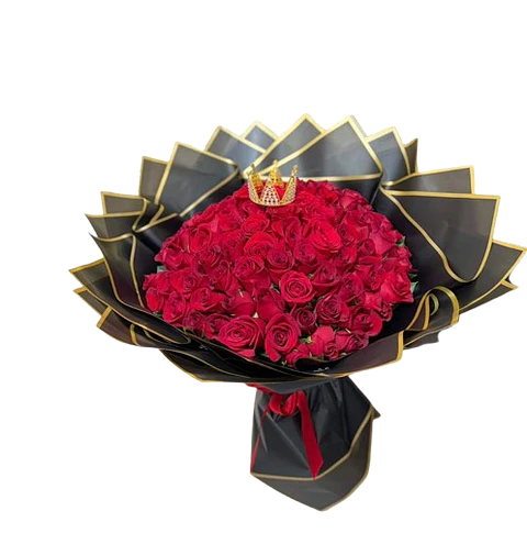 Bouquet de 50 Rosas Rojas en Papel Coreano Negro