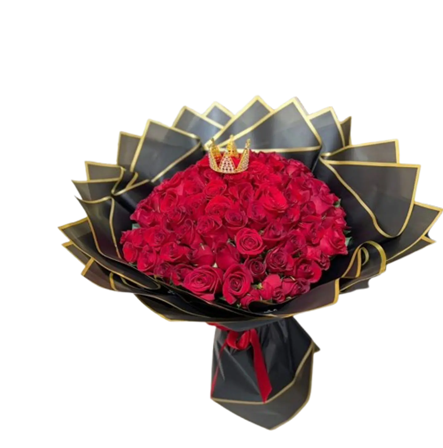 Bouquet de 50 Rosas Rojas en Papel Coreano Negro 1
