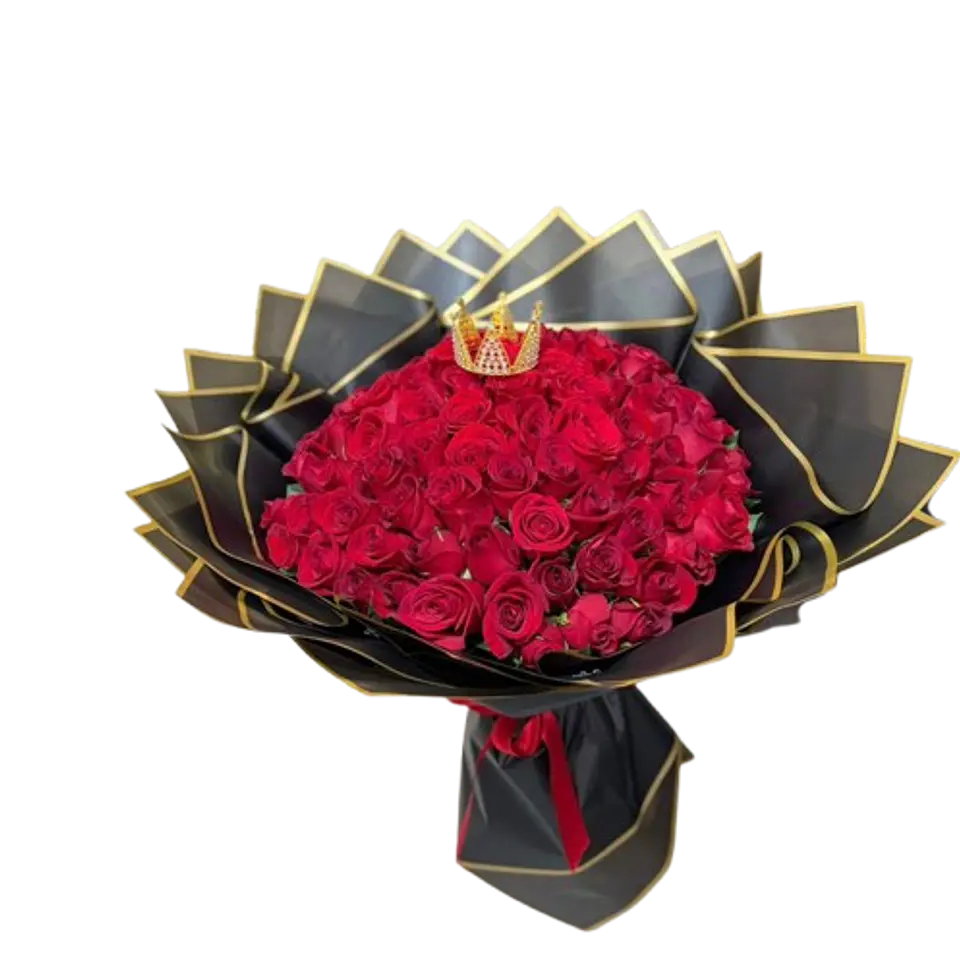 Bouquet de 50 Rosas Rojas en Papel Coreano Negro 1