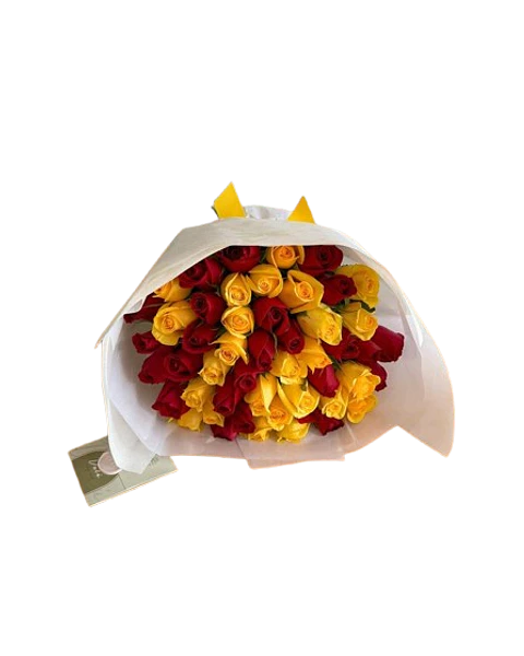 Bouquet de 40 Rosas Amarillas y Rojas