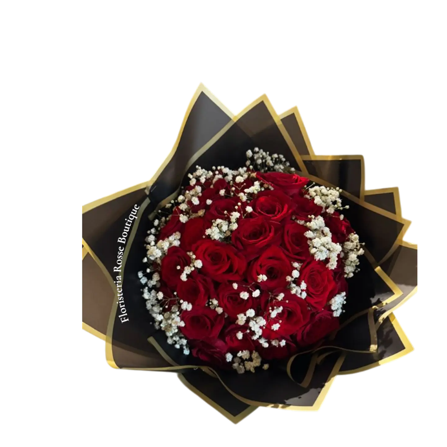 Bouquet de 40 Rosas Rojas en Papel Coreano Negro 1