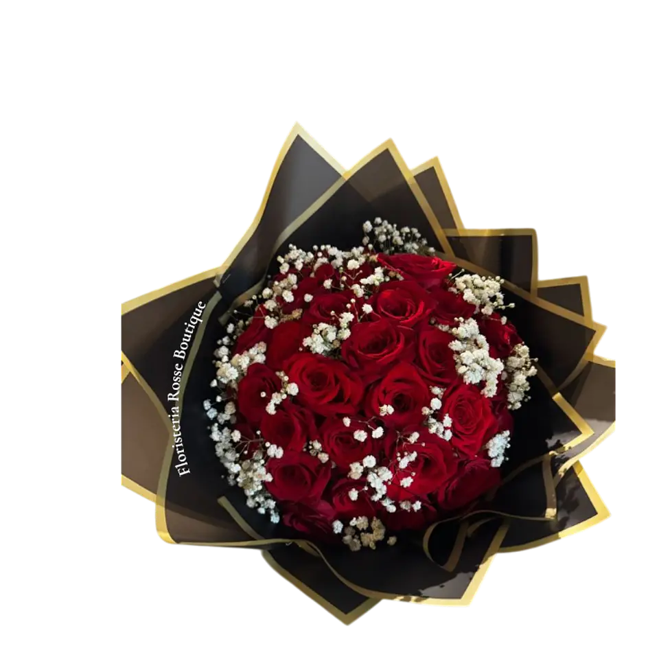 Bouquet de 40 Rosas Rojas en Papel Coreano Negro 1