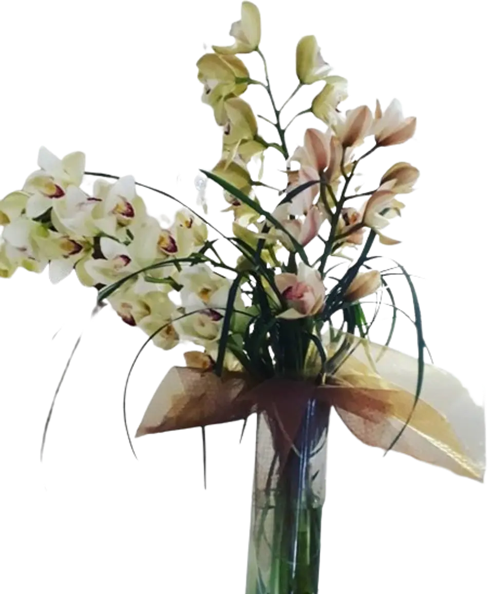 Jarrón Orquídeas Entre Mariposas Florales 1