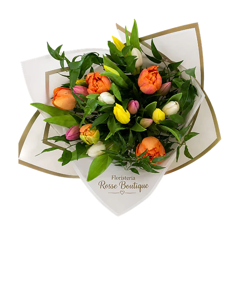 Bouquet de 10 Tulipanes con Follajes