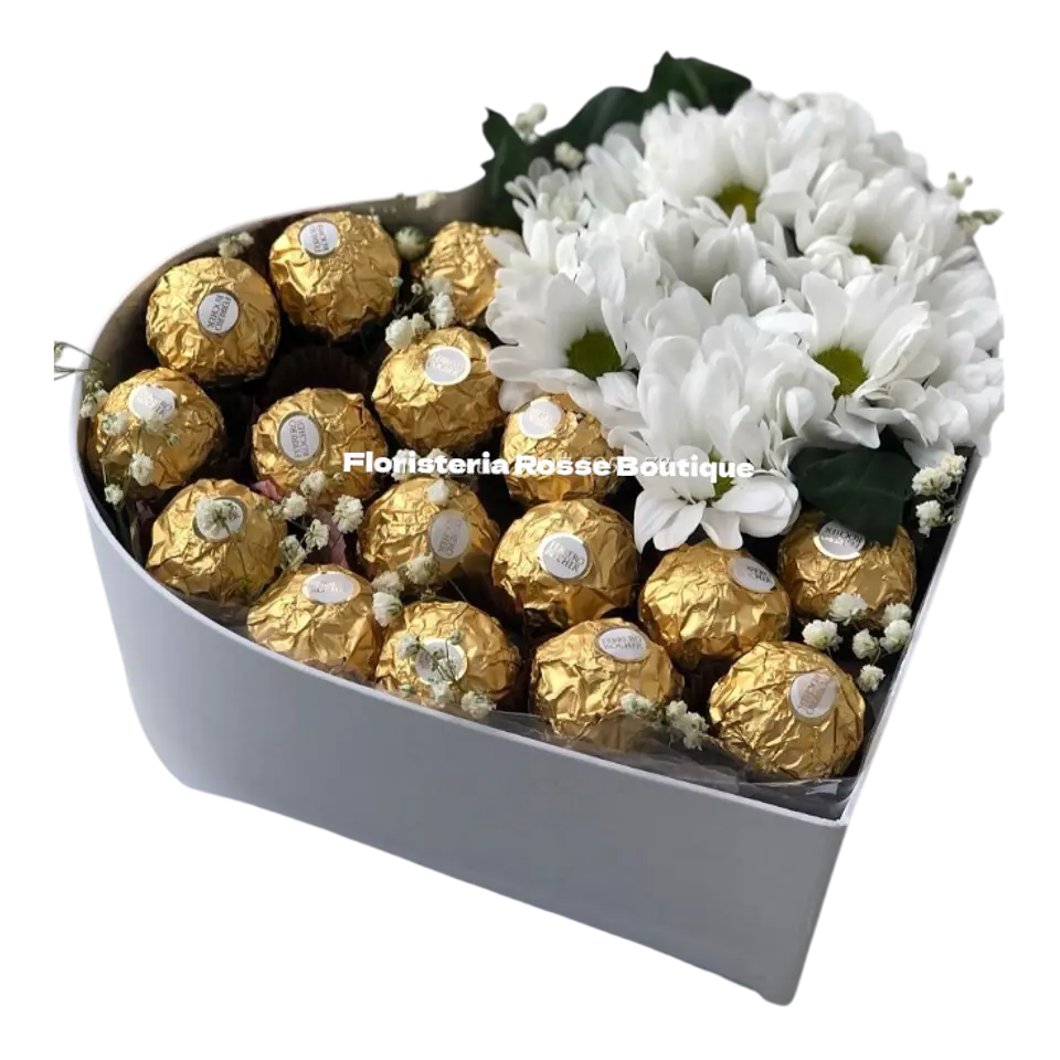 Caja Corazón de Margarita y 14 Chocolates 1