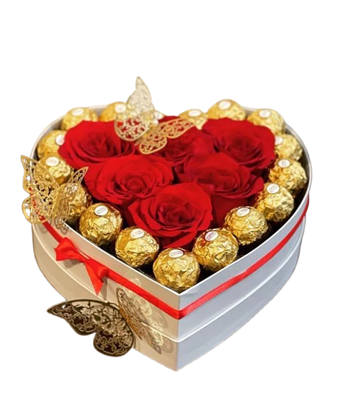 Caja de 6 Rosas con 18 Chocolates Ferrero