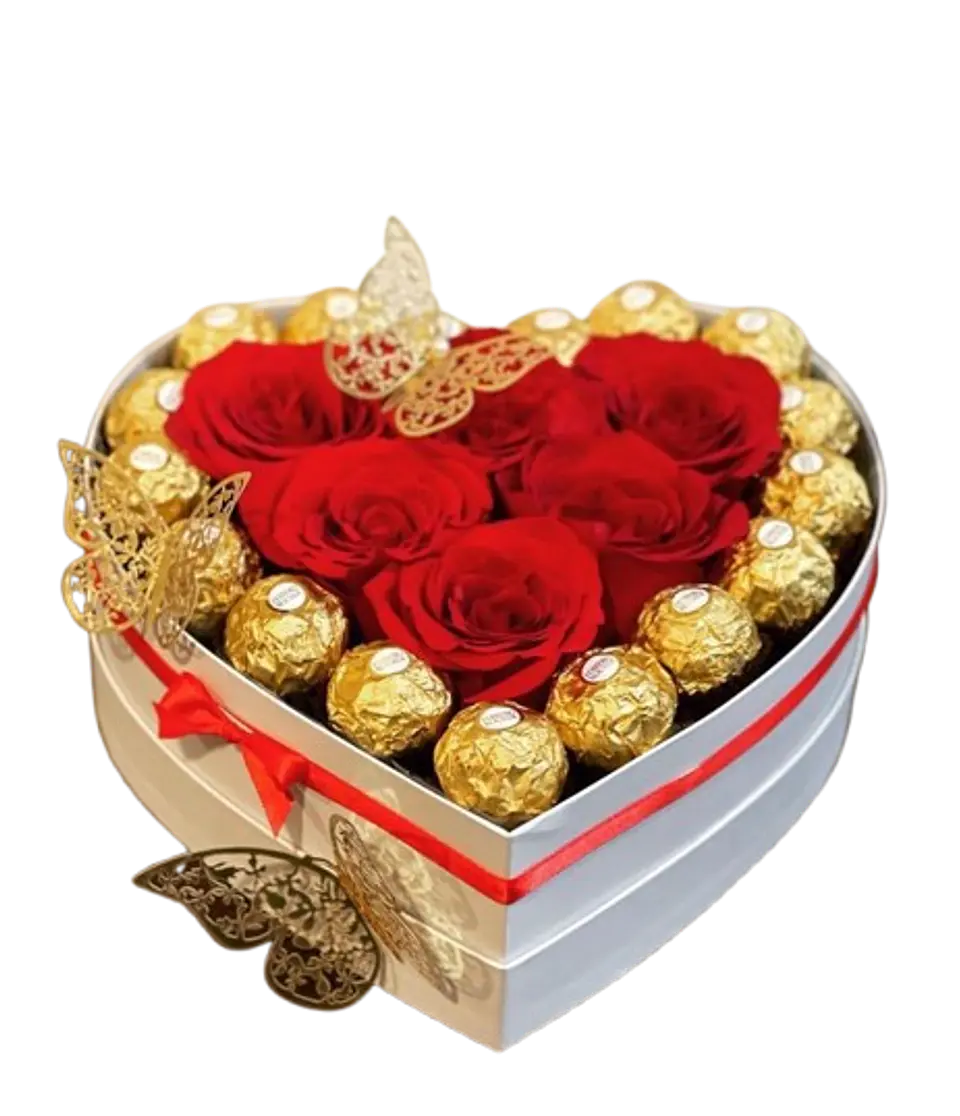 Caja de 6 Rosas con 18 Chocolates Ferrero 1