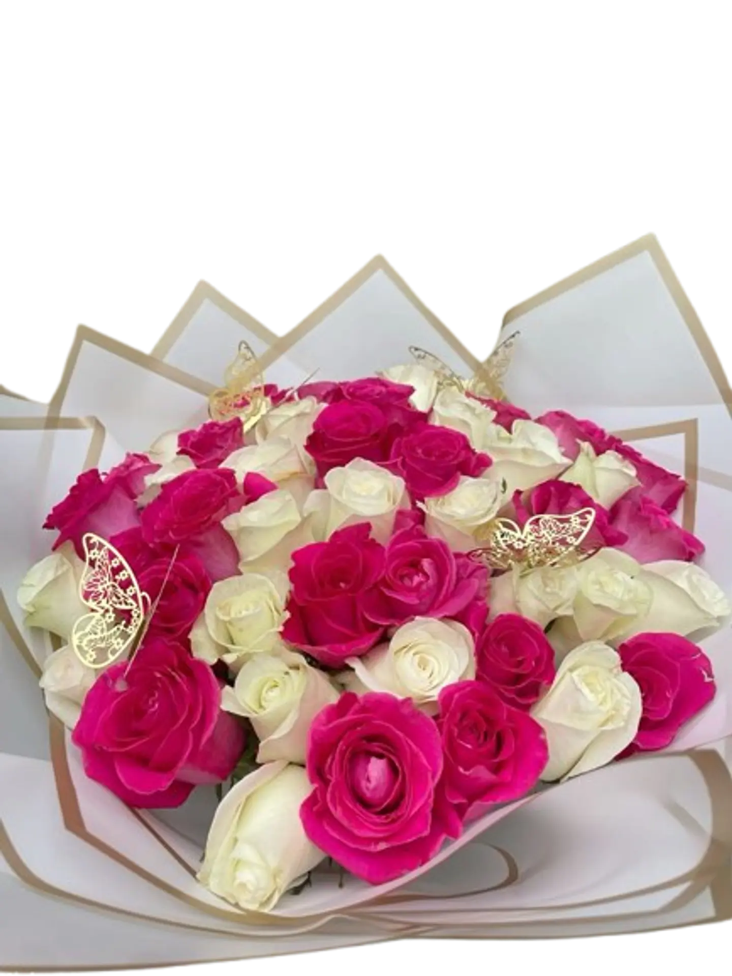 Bouquet de 36 Rosas Fucsias y Balncas 1