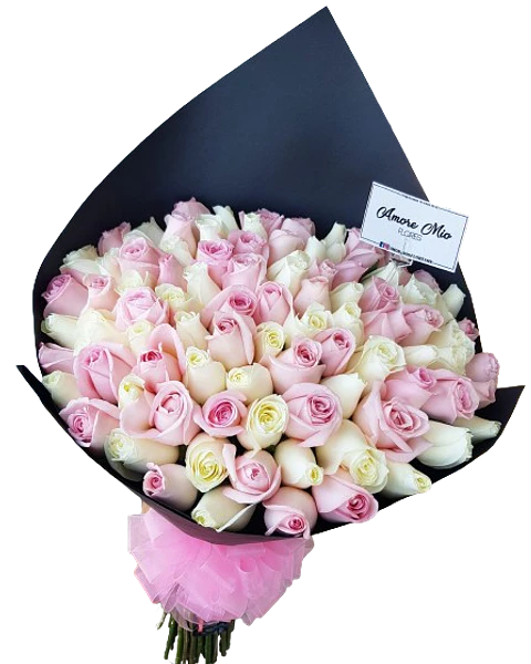 Bouquet de Rosas Blanca y Rosa X50