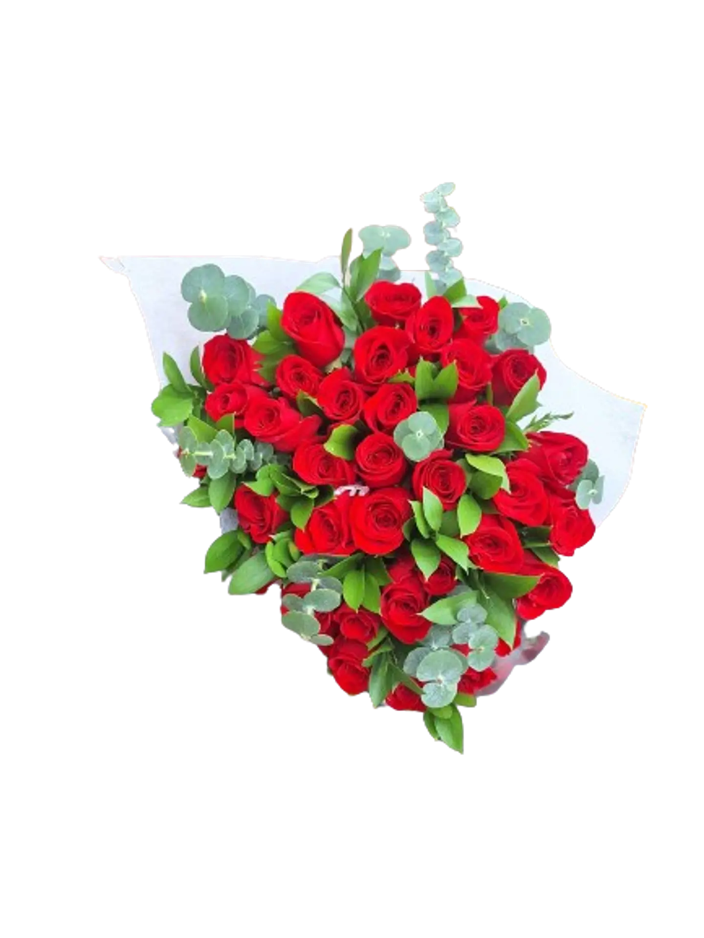 Bouquet de 30 Rosas Rojas con Eucalipto 1