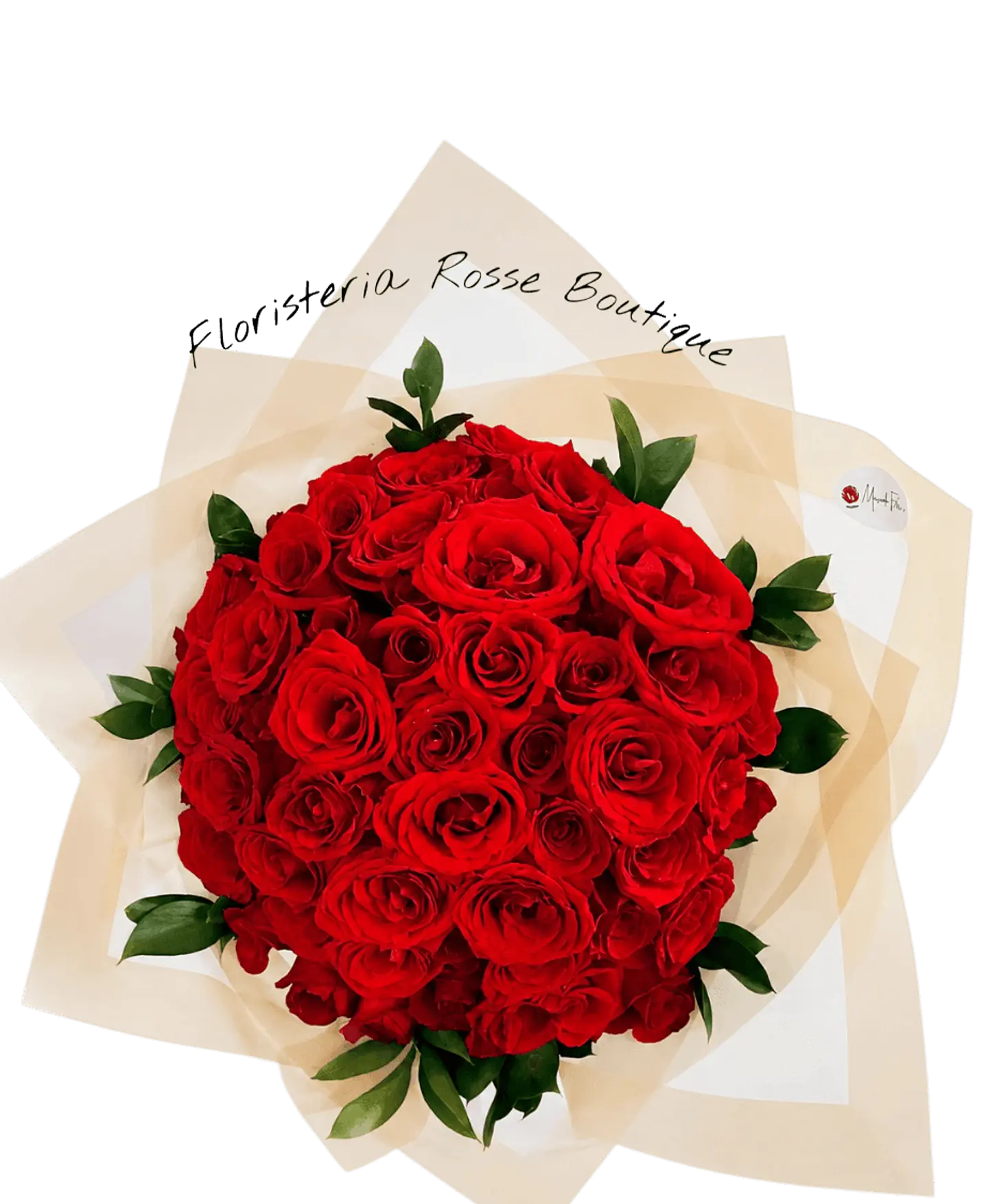 Bouquet de 50 Rosas Rojas con Rusco 1